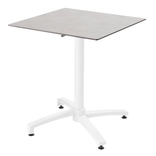Table de jardin bistrot carrée inclinable en aluminium blanc et HPL 4 personnes 70x70 cm | Oviala