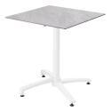 Table de jardin carrée 70 x 70 cm avec pied blanc inclinable en HPL
