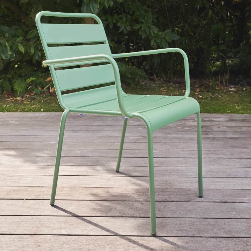 Chaise de jardin avec accoudoirs en métal