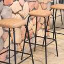 Lot de 2 tabourets hauts en textile enduit et bois FSC®