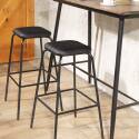 Lot de 2 tabourets hauts effet cuir et bois FSC® - Ambiance