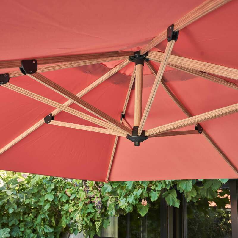 Ensemble parasol déporté inclinable (3 x 3m) + 4 dalles à lester remplissables (3/6)