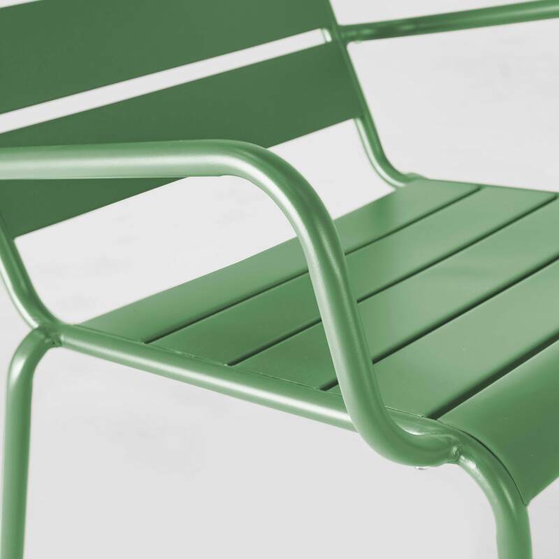 Lot de 2 fauteuils bas et repose-pieds en métal (5/7)