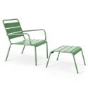 Lot de 2 fauteuils bas avec repose-pieds en métal dépareillés gris anthracite + 1 couleur