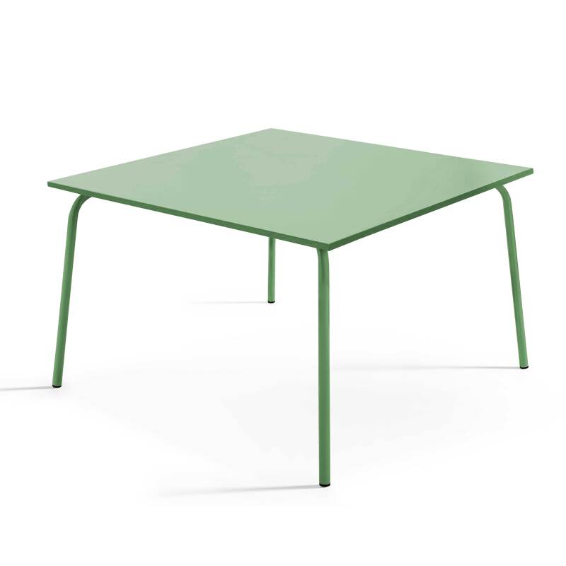 Table de jardin carrée 120 x 120 cm en métal et 8 chaises en métal