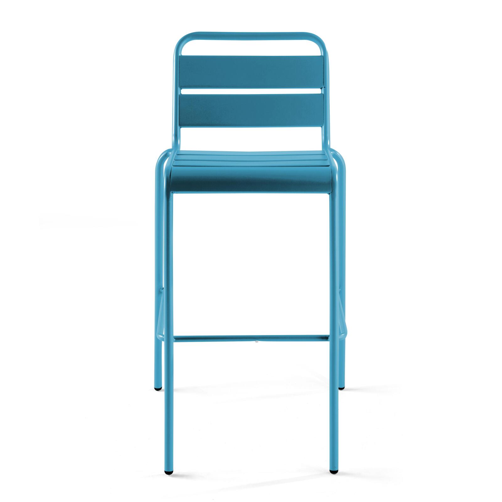 Table haute de jardin 120 x 60 cm et 6 chaises hautes en métal