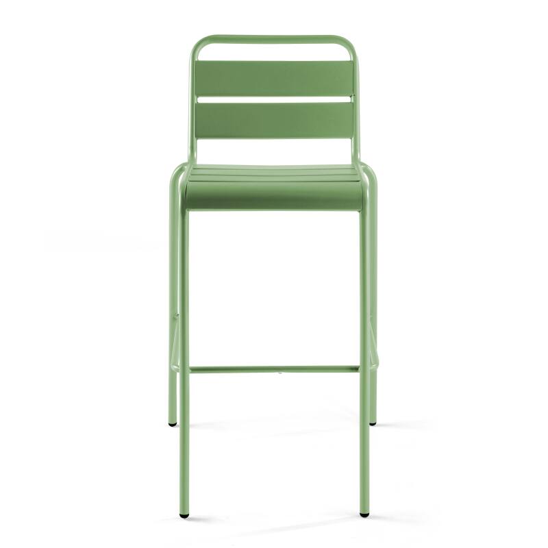 Table haute de jardin 120 x 60 cm et 6 chaises hautes en métal (5/7)