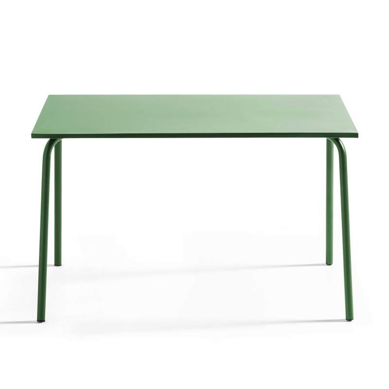 Table de jardin rectangulaire 120 x 70 cm et 4 chaises avec accoudoirs en métal (2/6)