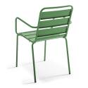 Table de jardin rectangulaire 120 x 70 cm et 4 chaises avec accoudoirs en métal