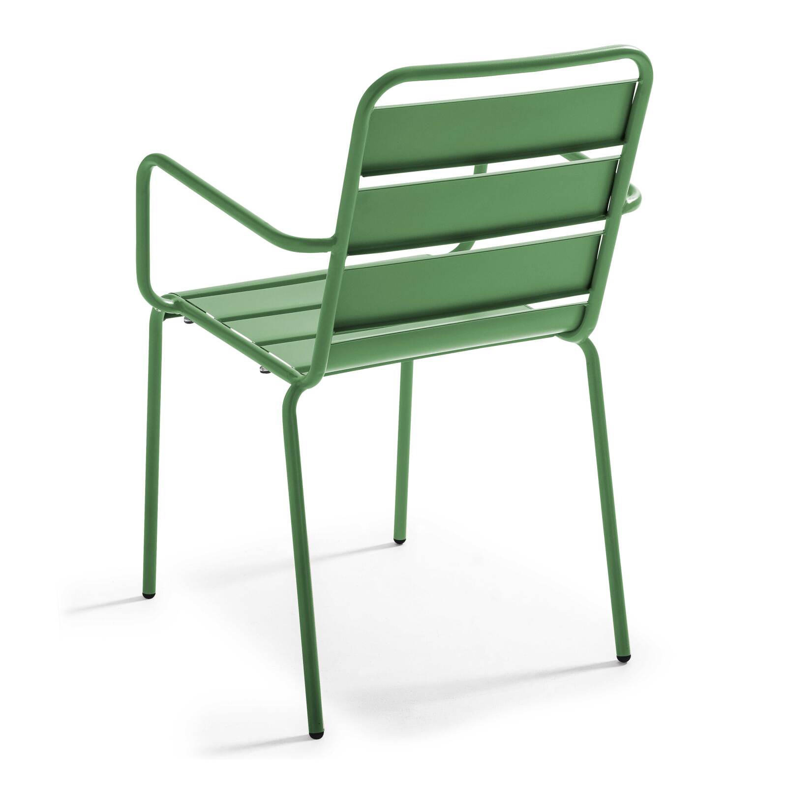 Table de jardin rectangulaire 120 x 70 cm et 4 chaises avec accoudoirs en métal