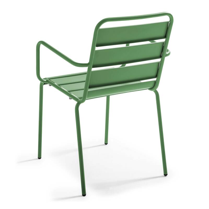 Table de jardin rectangulaire 120 x 70 cm et 4 chaises avec accoudoirs en métal (6/7)