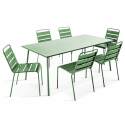 Table de jardin rectangulaire 180 x 90 cm et 6 chaises en métal