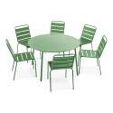 Table de jardin ronde Ø120 x 72 cm et 6 chaises en métal