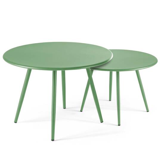Tables gigognes de jardin rondes Ø50 x 34 cm et Ø40 x 29,5 cm