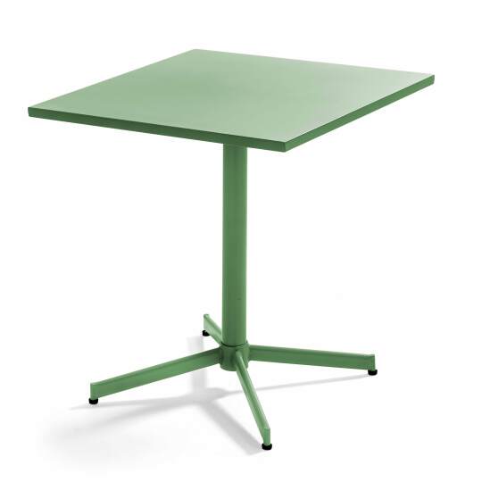 Table de jardin carrée plateau rabattable en métal 4 places | Oviala