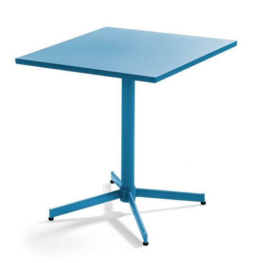 Table de jardin carrée plateau rabattable en métal 4 places | Oviala