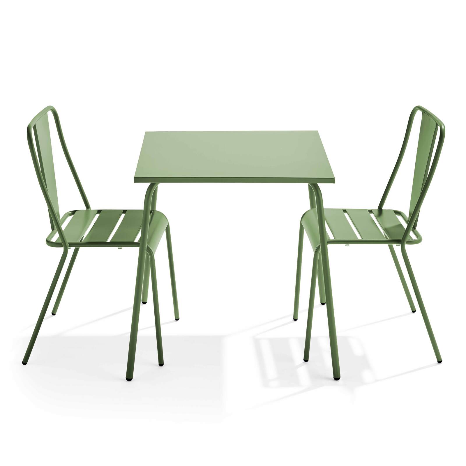 Table de jardin carrée 70 x 70 cm et 2 chaises bistrot