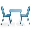 Table de jardin carrée 70 x 70 cm et 2 chaises en métal