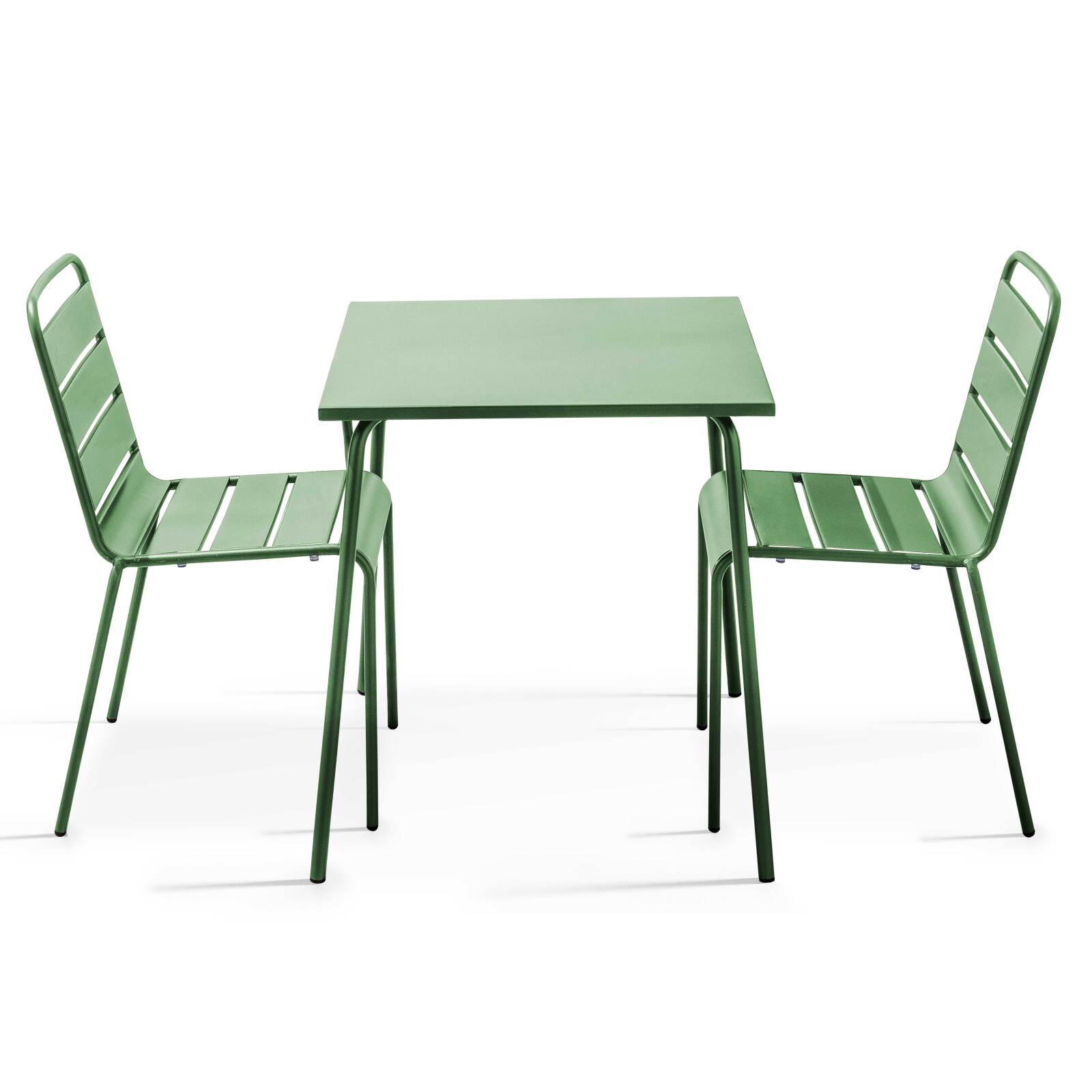 Table de jardin bistrot carrée 70 x 70 cm et 2 chaises en métal