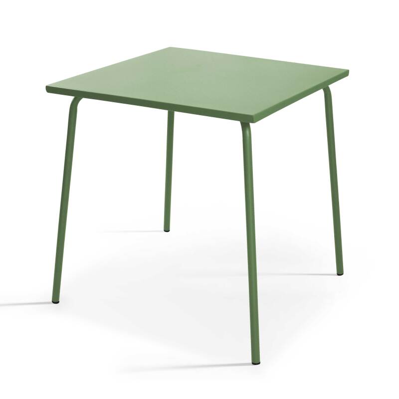 Table de jardin bistrot carrée 70 x 70 cm et 2 chaises en métal avec accoudoirs