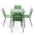 Table de jardin carrée 70 x 70 cm et 4 chaises en métal