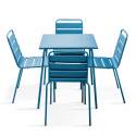 Table de jardin carrée 70 x 70 cm et 4 chaises en métal