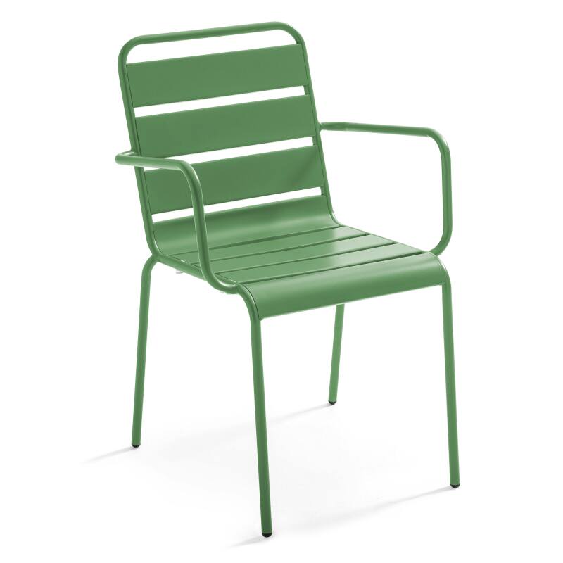 Ensemble table carrée (70 x 70 x 72 cm) et 4 chaises avec accoudoirs (3/6)
