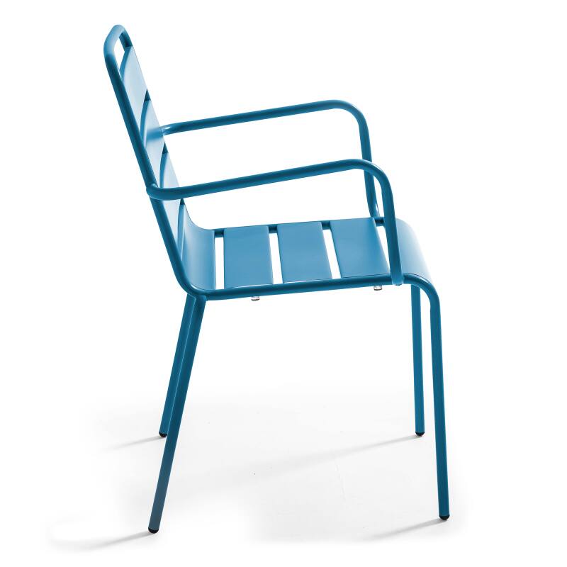 Ensemble table carrée (70 x 70 x 72 cm) et 4 chaises avec accoudoirs