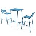 Table de bar carrée 70 x 70 x 105 cm et 2 chaises hautes en métal