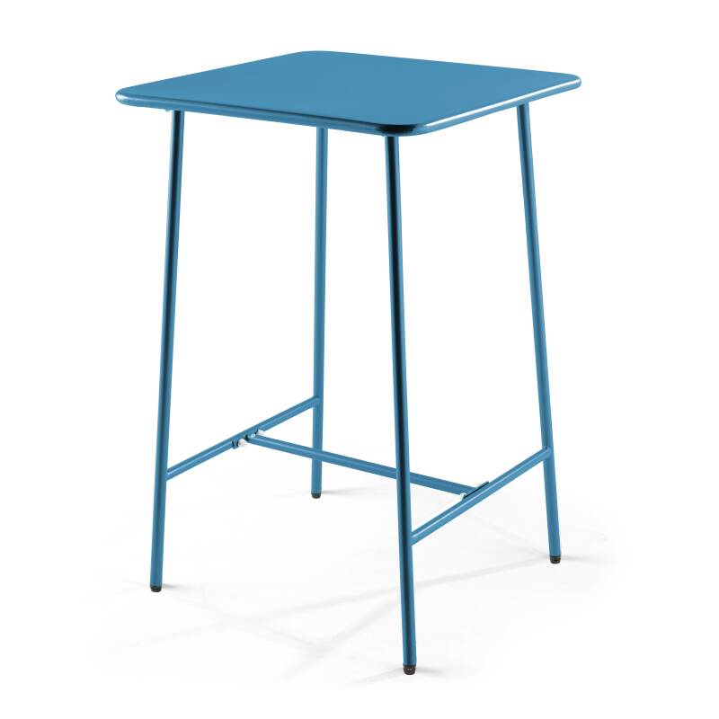 Table de bar haute 70 cm x 70 cm et 4 chaises hautes en métal
