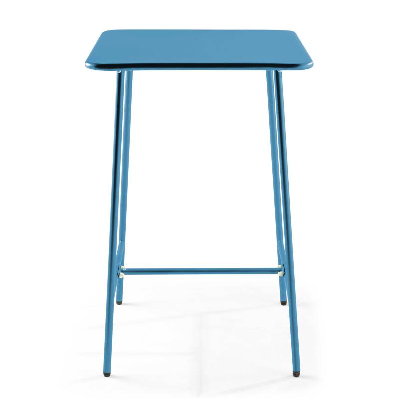 Table de bar haute 70 cm x 70 cm et 4 chaises hautes en métal