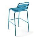 Table de bar haute 70 cm x 70 cm et 4 chaises hautes en métal