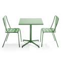 Table de jardin bistrot carrée inclinable 70 x 70 cm et 2 chaises en métal