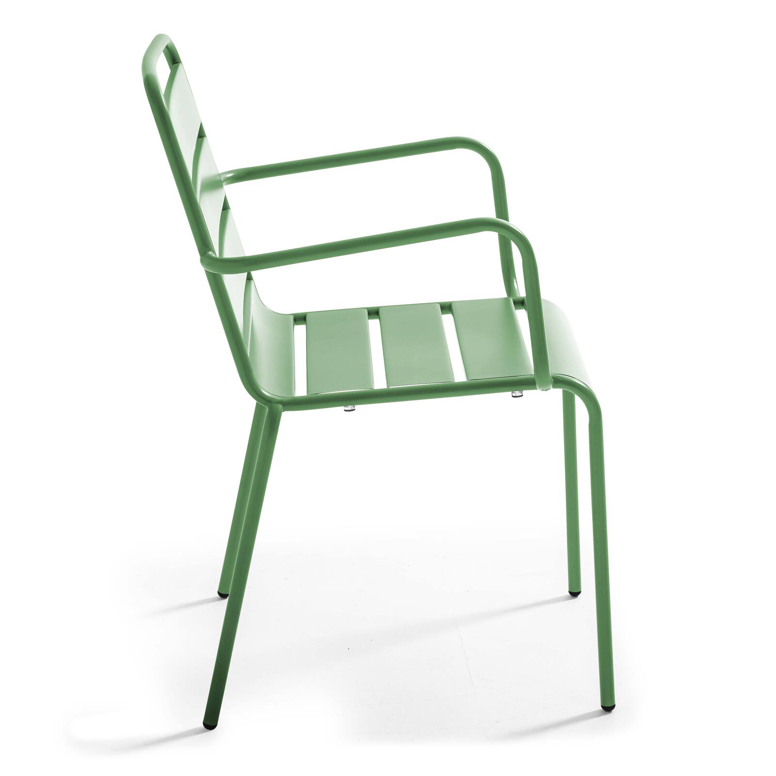 Table de jardin bistrot carrée 70 x 70 cm rabattable et 4 chaises avec accoudoirs en métal