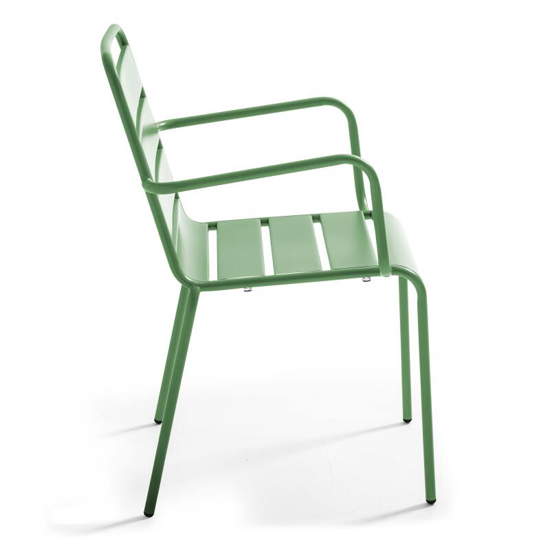 Table de jardin bistrot carrée 70 x 70 cm rabattable et 4 chaises avec accoudoirs en métal (5/6)