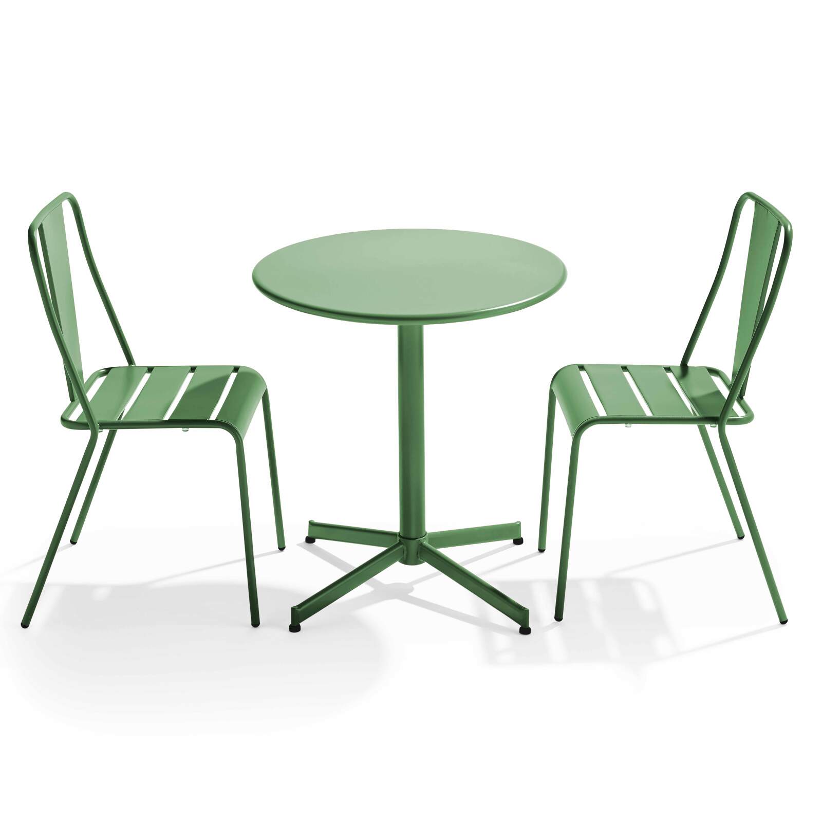 Table de jardin bistrot rabattable 70 x 72 cm et 2 chaises en métal