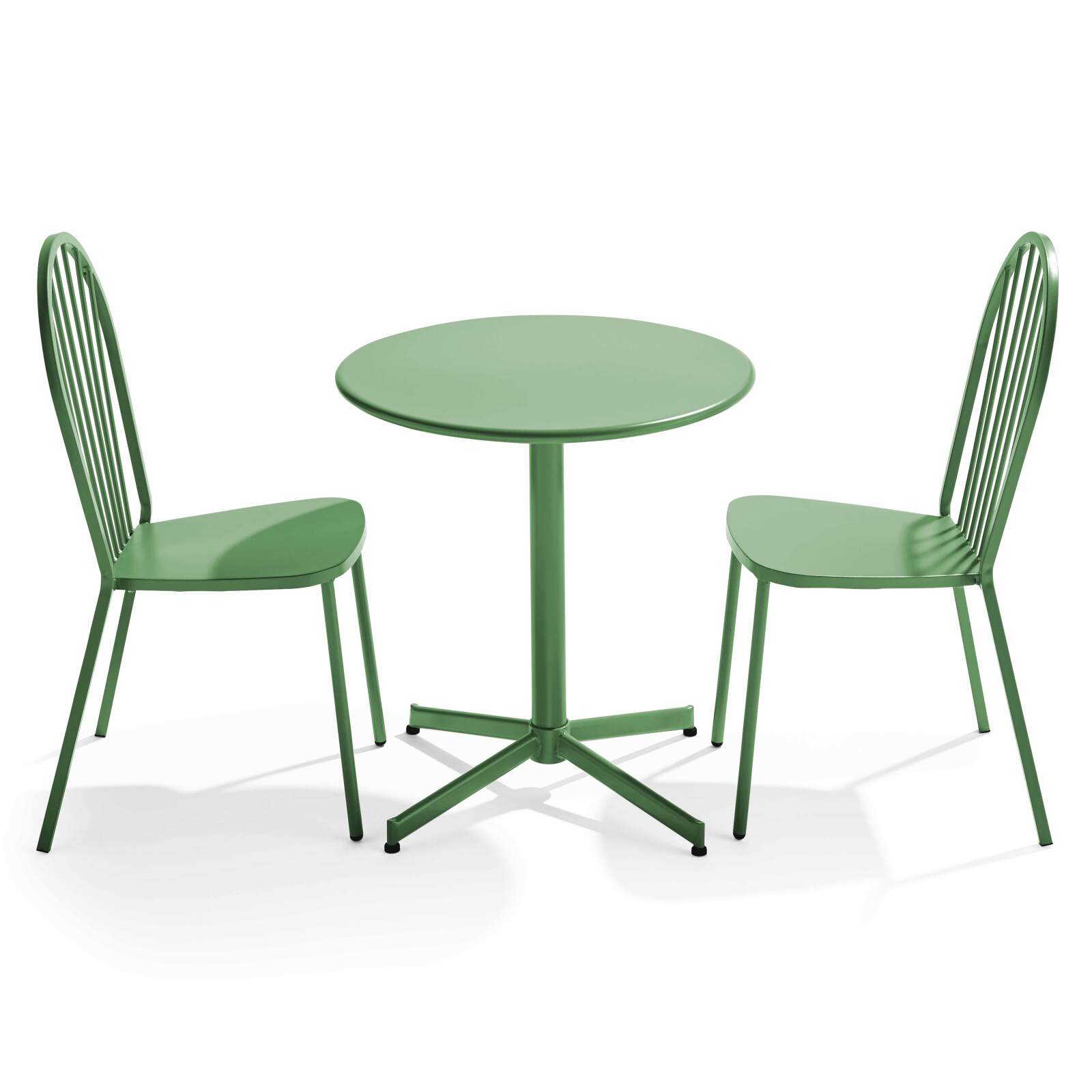 Table de jardin bistrot rabattable Ø70 x 72 cm et 2 chaises en métal