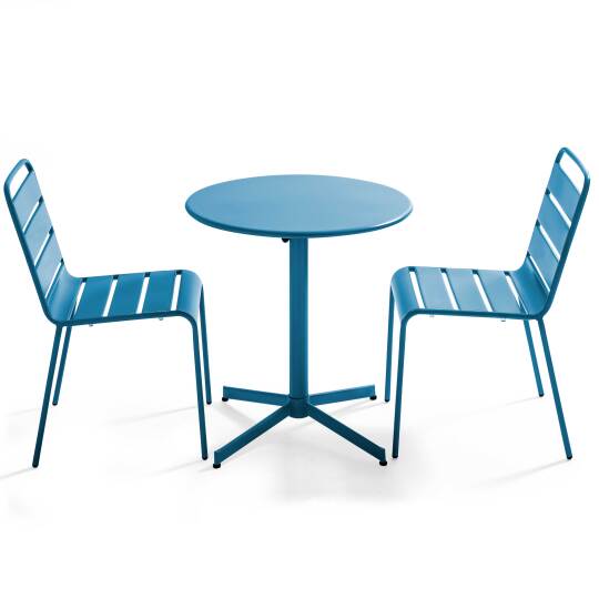 Ensemble table ronde pliable 2/4 personnes + chaises assorties