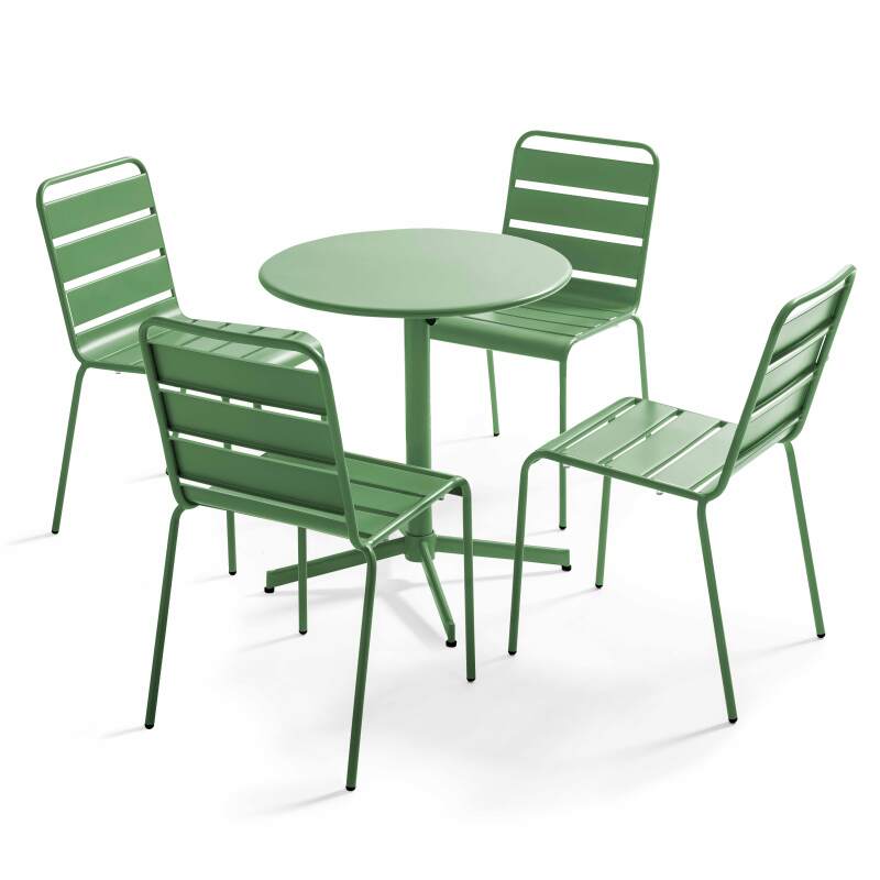 Table de jardin ronde inclinable Ø70 x 72 cm + 4 chaises