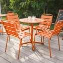 Table de jardin bistrot ronde inclinable en métal Ø70 cm et 4 chaises avec accoudoirs - Ambiance