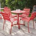 Table de jardin bistrot ronde inclinable en métal Ø70 cm et 4 chaises avec accoudoirs - Ambiance