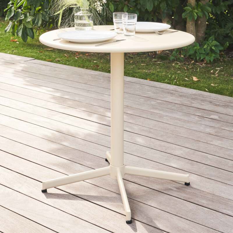 Table de jardin bistrot rabattable ⌀70 x 72 cm et 4 chaises avec accoudoirs en métal (3/7)