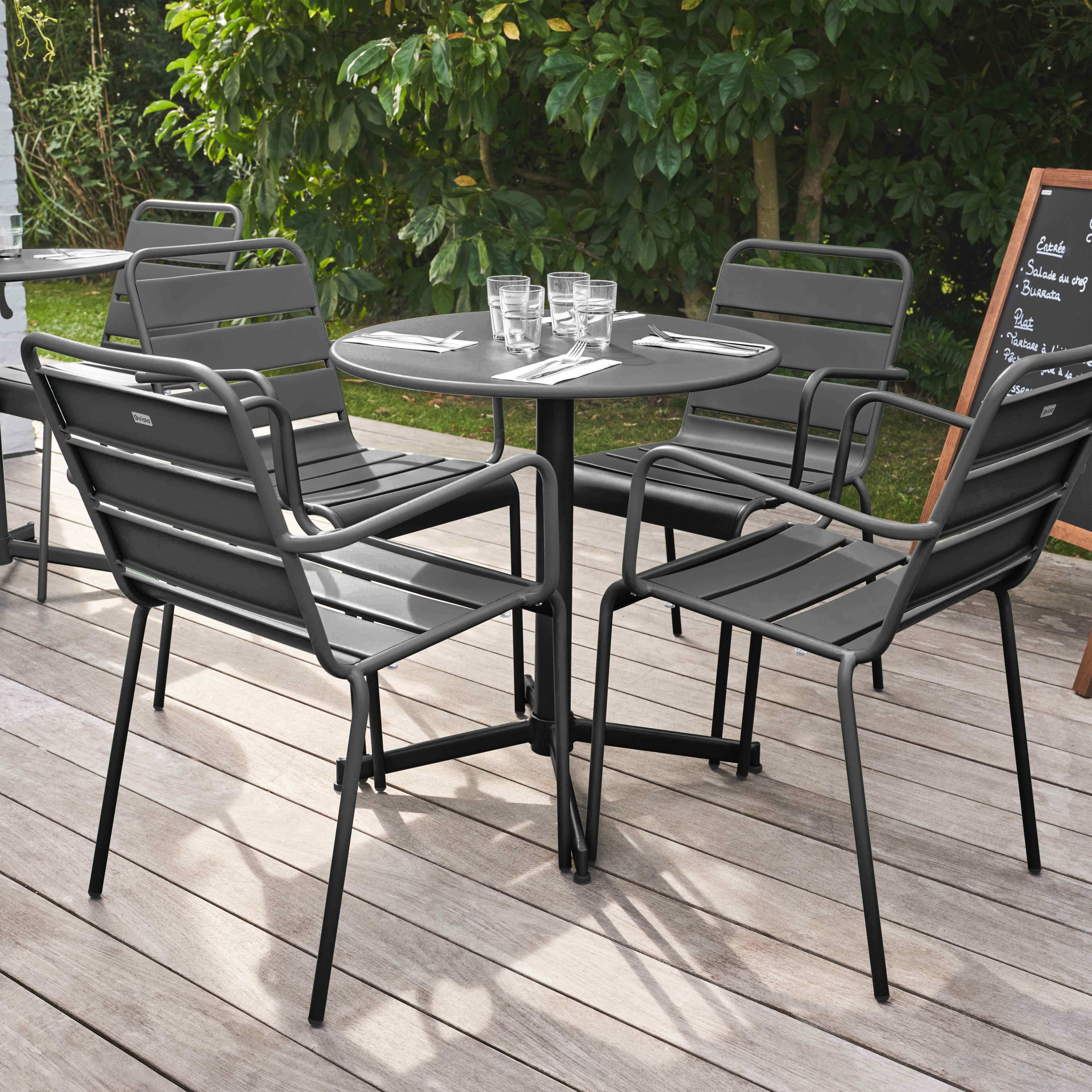 Table De Jardin Pliante Carrée Oviala 'Rome' - Acier, 60x60x71 Cm, Couleur Vert Cactus - Résistante Aux Intempéries, Pour Terrasse Et Balcon - 4