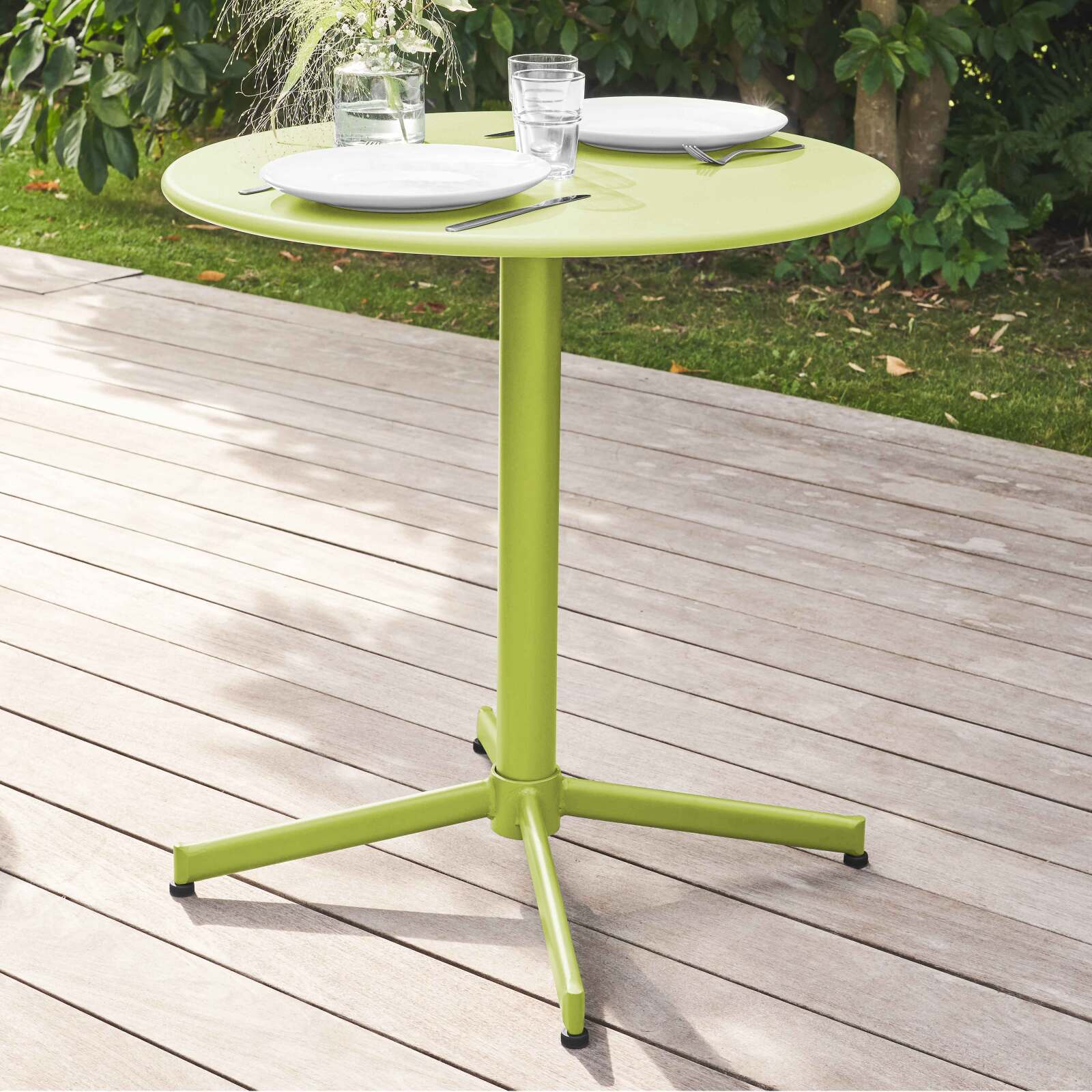 Table de jardin ronde inclinable Ø70 x 72 cm + 4 chaises
