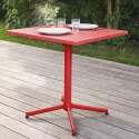 Table de jardin bistrot rabattable carrée 70 x 70 cm en métal et 2 chaises avec accoudoirs