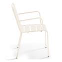 Table de jardin bistrot rabattable carrée 70 x 70 cm en métal et 2 chaises avec accoudoirs