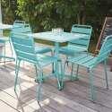 Table de jardin bistrot carrée inclinable en métal 70x70 cm et 4 chaises - Ambiance