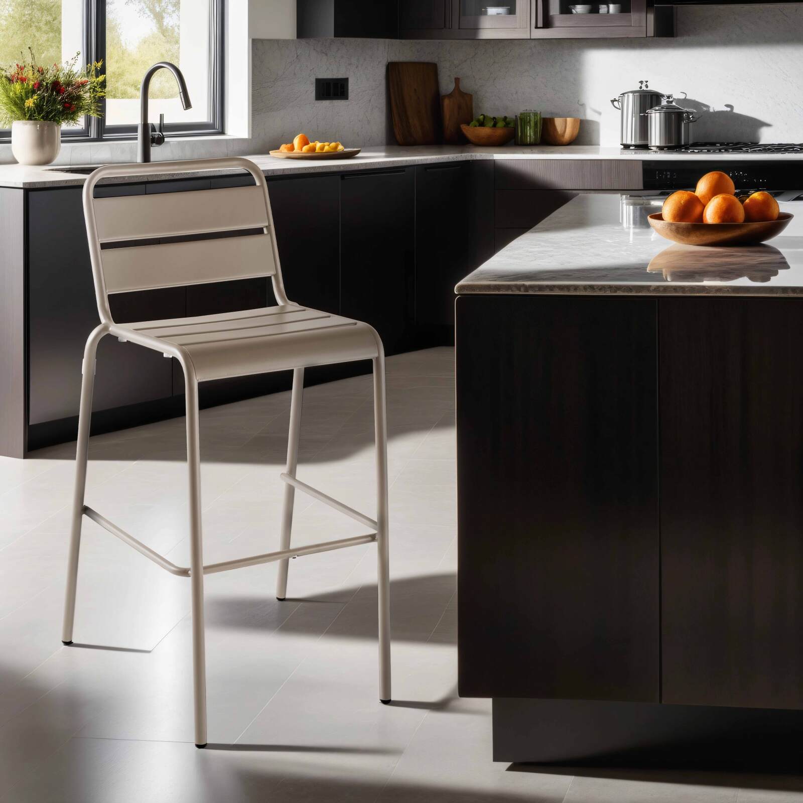 Chaise haute en métal style industriel