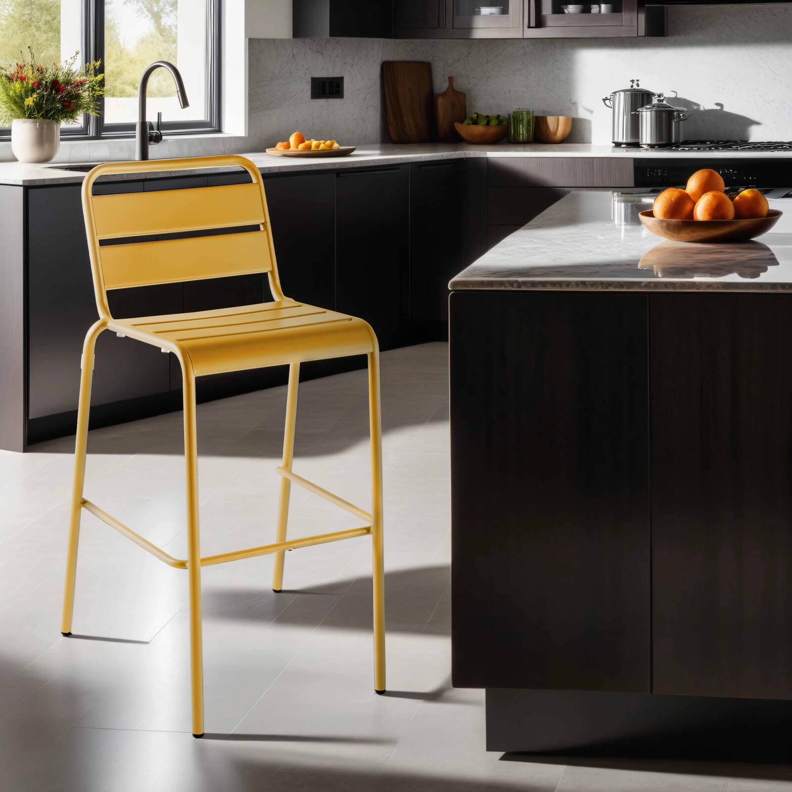 Chaise haute en métal style industriel