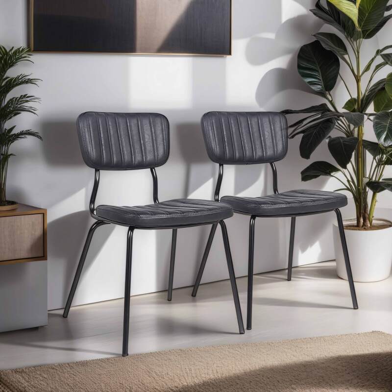 Chaises effet cuir et métal - Lot de 2 - Ambiance